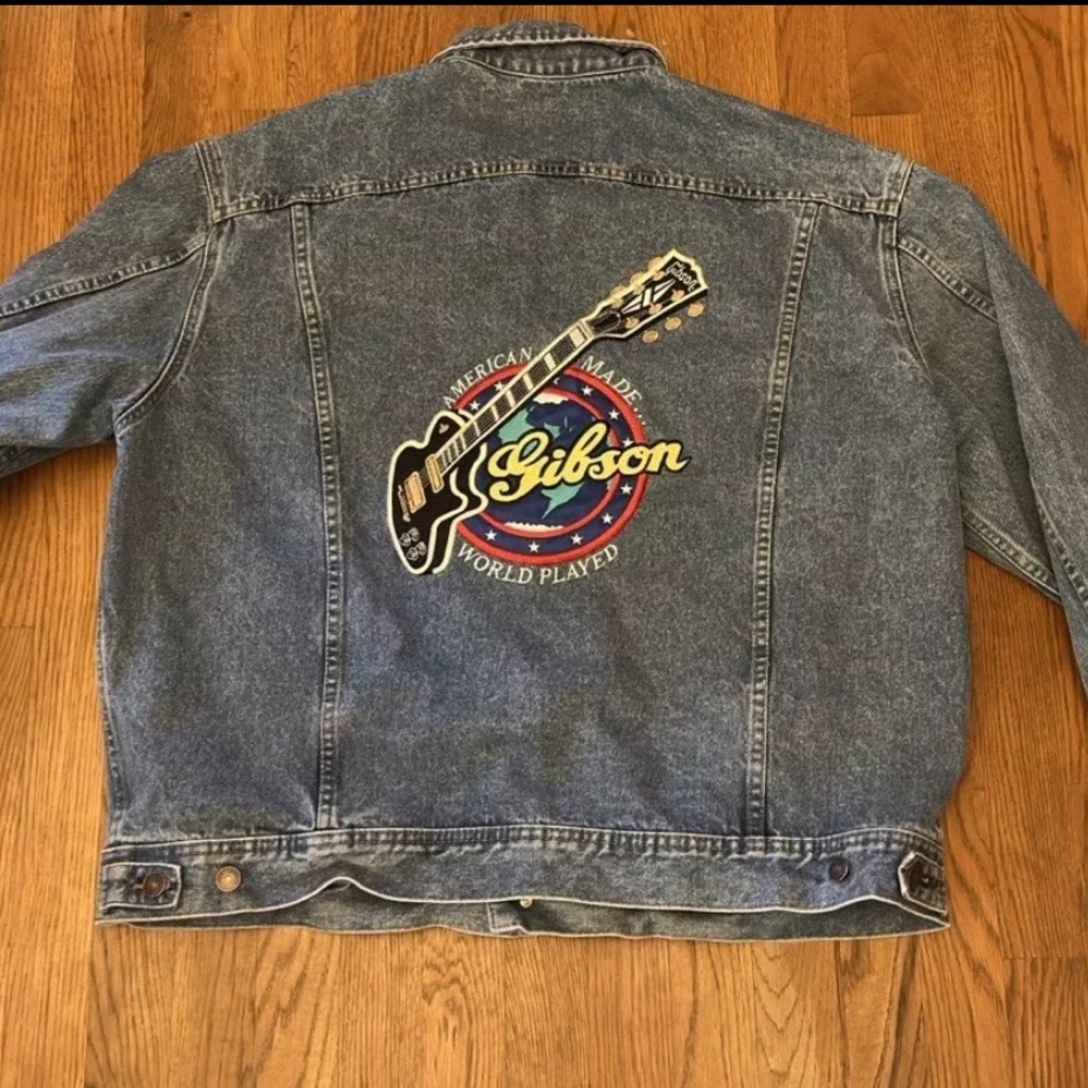 Vintage 90s Les Paul Gibson embroidered Lee denim jacket XL